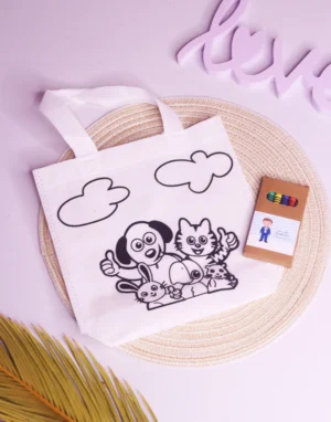 Bolsa Infantil con Dibujo y Ceras para Colorear