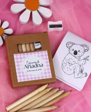 Set con Lápices de Colores y Bloc con Dibujos en Cartón Natural